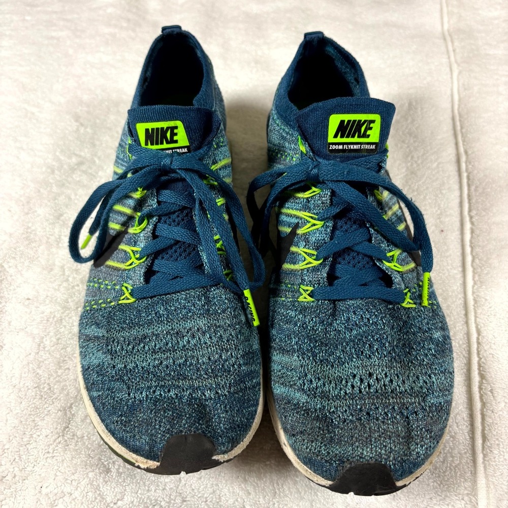 Nike Zoom Flyknit Streak 835994-400 Mens US 9.5 Shoes Blue‎ Black Green Sneakers